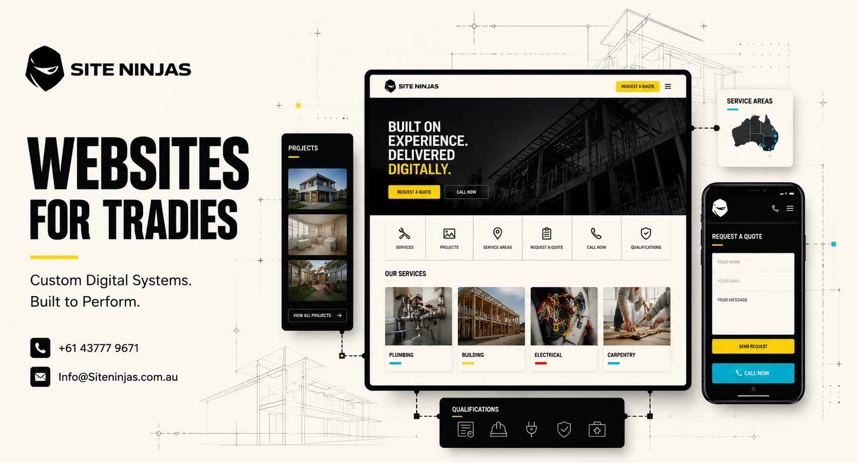 Professional website design for Australian tradies including plumbers builders electricians and carpenters